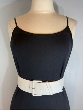 Vintage Holt Renfrew White Leather Wide Waist Belt